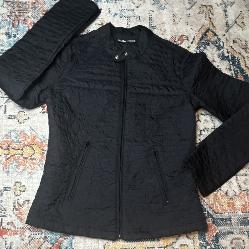 Oakley Women's Small Black Quilted Crinkle Jacket Full Zip Lightweight RN 96548